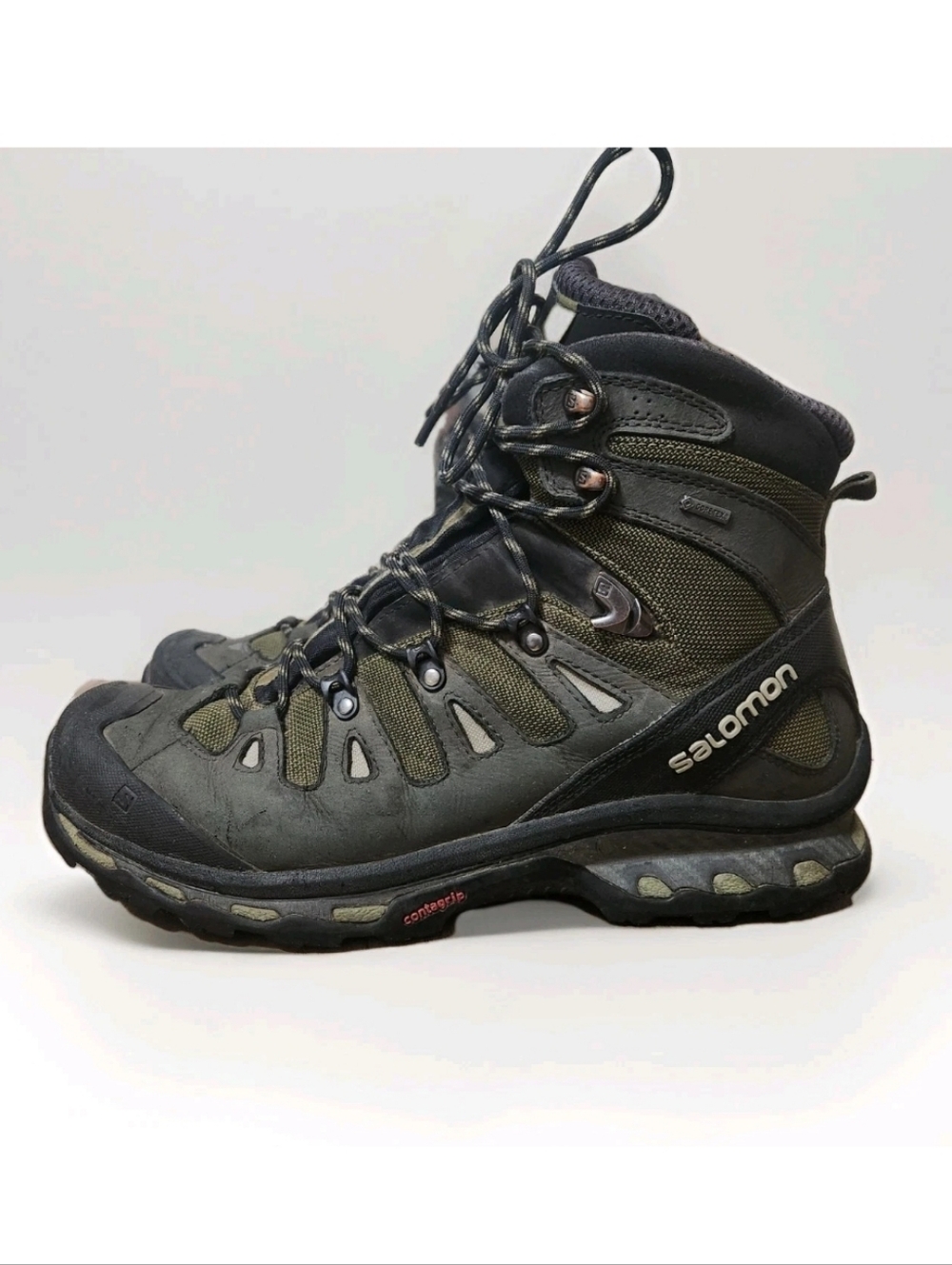 Salomon Quest 4D 2 GTX Mens Size 11.5 US Black Olive Green Asphalt Hiking Boots - Picture 7 of 14